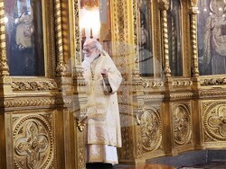 Българският патриарх и софийски митрополит Даниил отслужи литургия в храма „Св. великомъченик Георги Победоносец" в София, снимка – Даниел Димитров/БТА