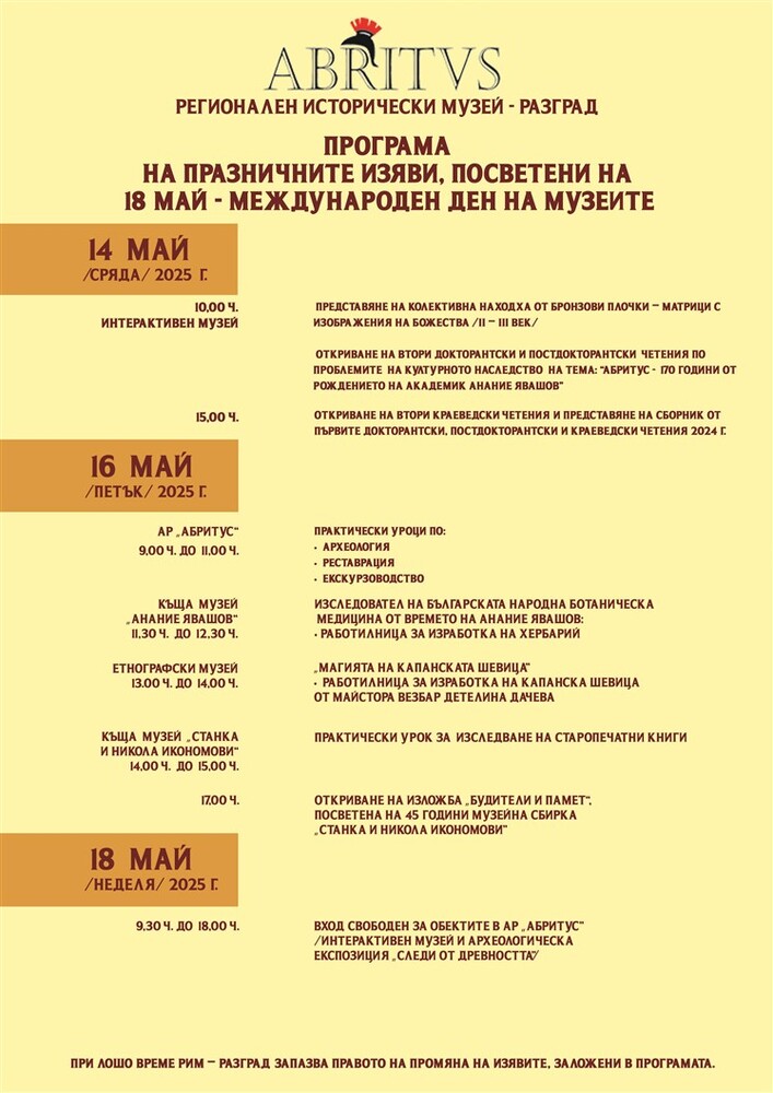 С редица инициативи Регионалният исторически музей в Разград ще отбележи Международния ден на музеите