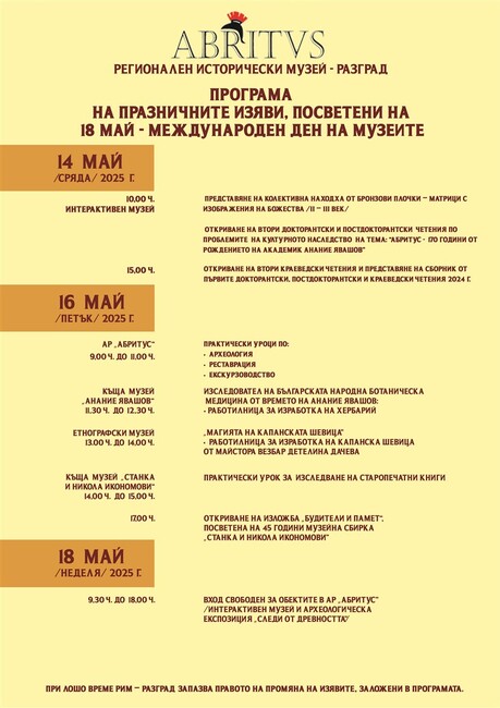 С редица инициативи Регионалният исторически музей в Разград ще отбележи Международния ден на музеите