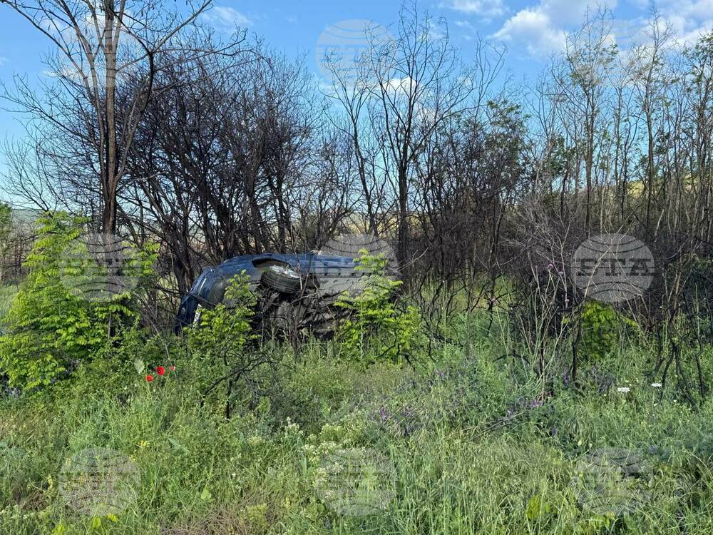 Кола се обърна в канавката при катастрофа край село Песнопой