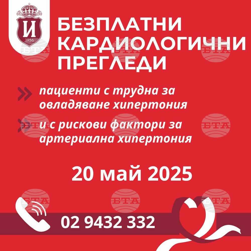 Безплатни кардиологични прегледи организират в болница „Царица Йоанна – ИСУЛ“