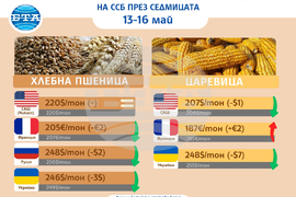 Цени на основни зърнени стоки по световните борси през седмицата 13-16 май