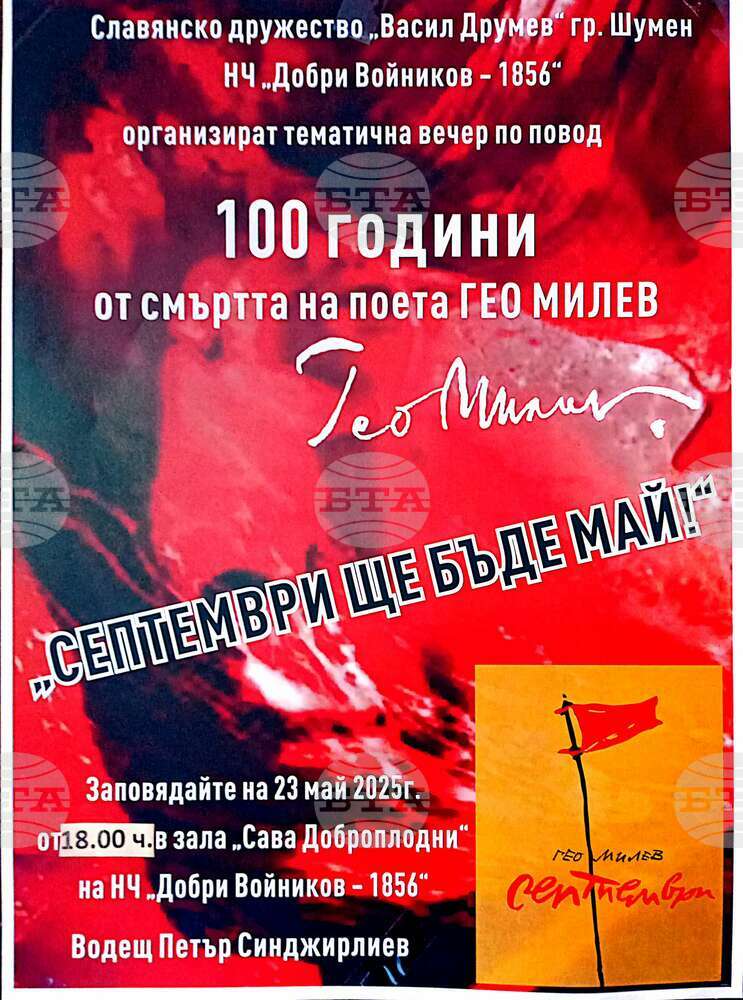 НЧ „Добри Войников – 1856“ – Шумен: Вечер за Гео Милев