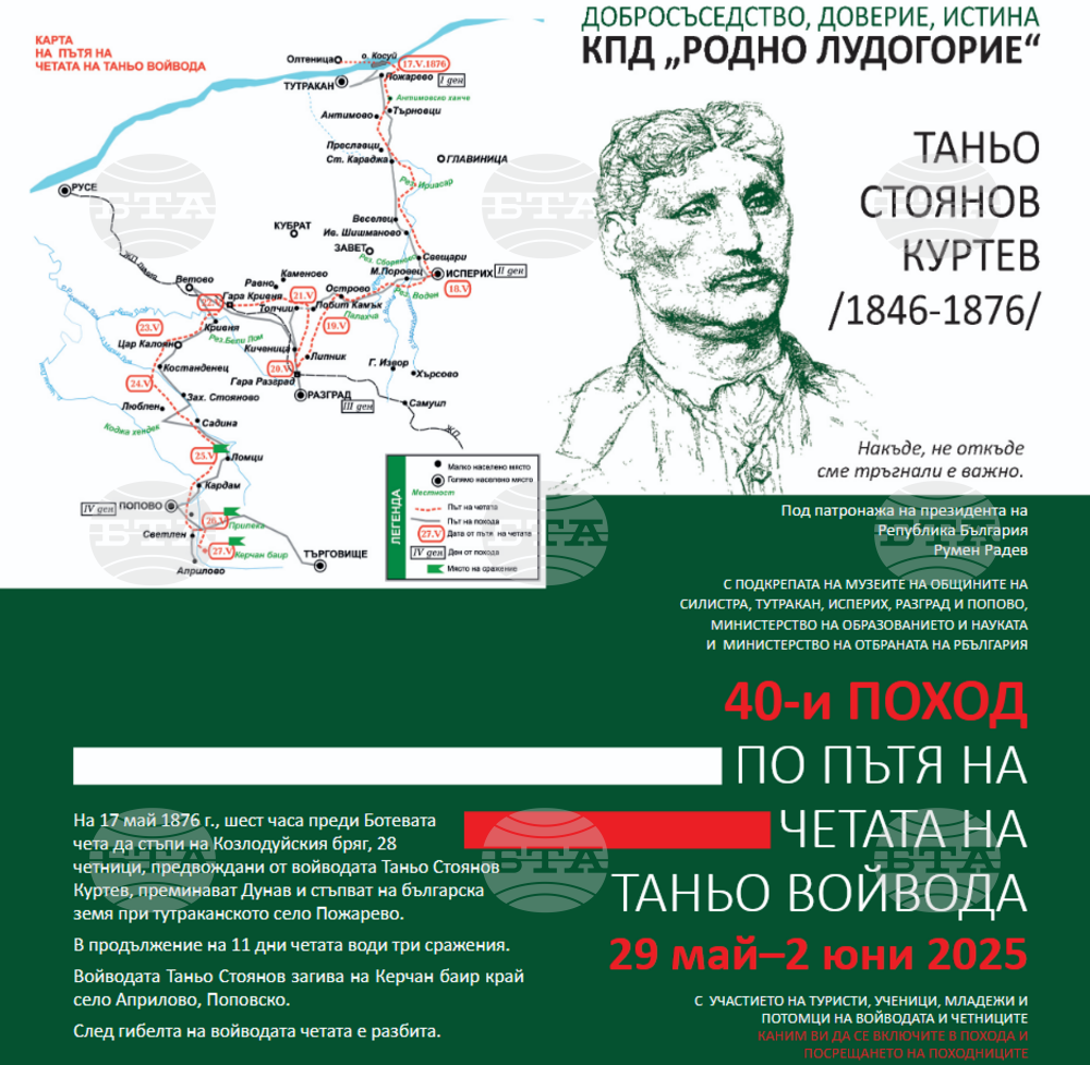 Културно-просветно дружество “Родно Лудогорие”: Предстои юбилейният 40-ти поход "По пътя на четата на Таньо войвода" (29.5-2.6)