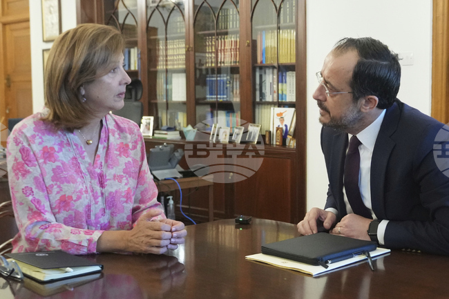 Пратеникът на ООН Oлгин разговаря с кипърския президент Христодулидис преди срещата на ООН през юли