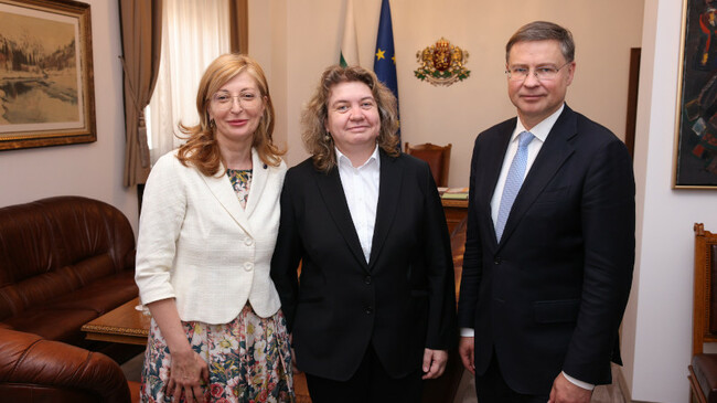 Parliament Chair Kiselova Confers with EU Commissioners Dombrovskis and Zaharieva