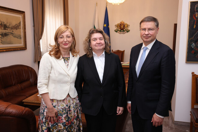 Parliament Chair Kiselova Confers with EU Commissioners Dombrovskis and Zaharieva