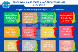 Цени на основните хранителни стоки, плодове и зеленчуци на борсите у нас през седмицата 2 - 6 юни
