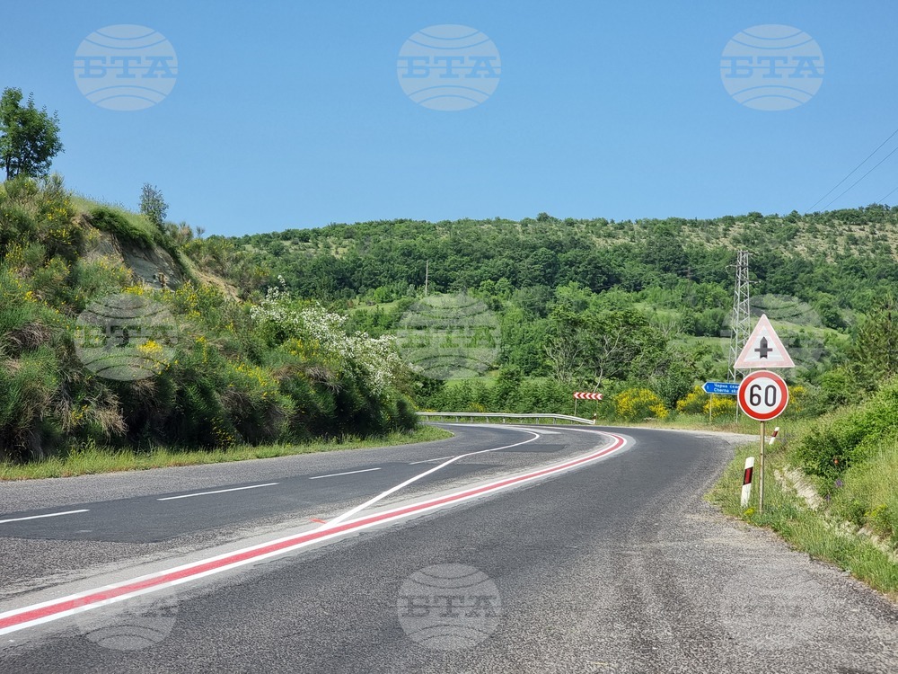 Ремарке, натоварено с дърва, гори край главния път за Маказа