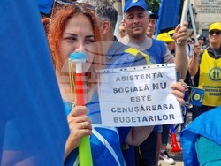 Румъния - Букурещ - протест - синдикати