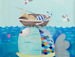 Изложбата „Летни сънища“ представя 14 различни погледа, техники и сюжети на художници от асоциация „Арт наив България“, снимка – галерия „Париж“