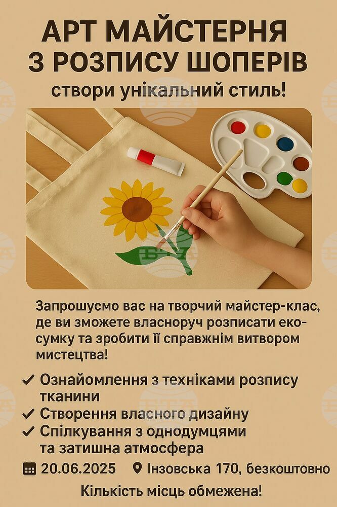 Работилница за декорация на чанти ще се открие на 20 юни в Болград, Украйна