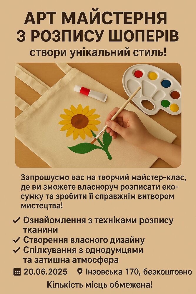 Работилница за декорация на чанти ще се открие на 20 юни в Болград, Украйна