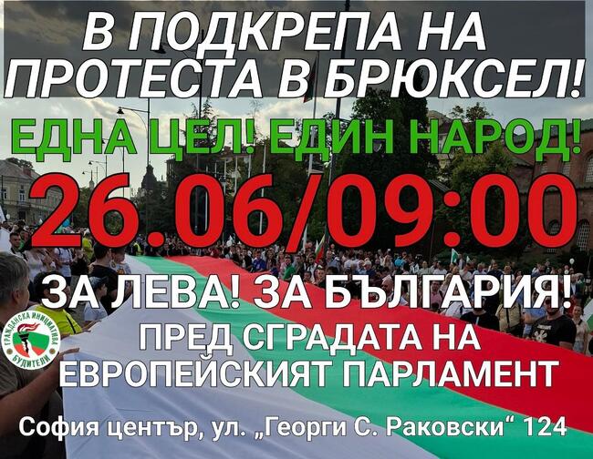 Гражданска инициатива „Будители“ подкрепи протеста в защита на българския лев пред сградата на ЕП в Брюксел