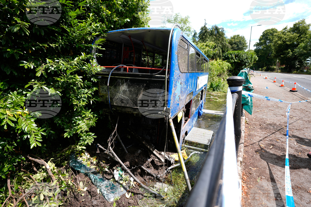 Britain Doubledecker Bus in River