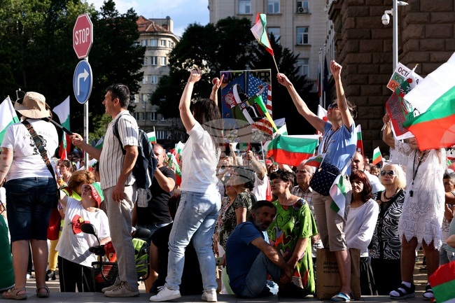 С викове „оставка“ ,„искаме си лева“ и „не на еврото“ граждани протестират в центъра на София