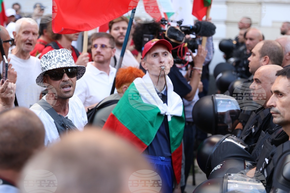 Протестиращите в защита на българския лев достигнаха Дома на Европа, жандармерията направи кордон пред сградата 