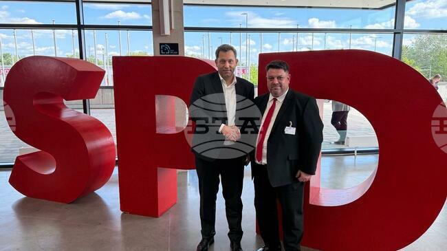 Socialist Leader Zafirov Talks with German Vice Chancellor and Defence Minister during SPD Congress