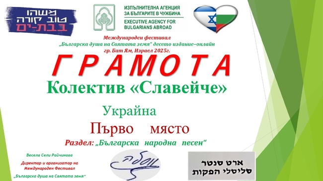 Ученици от Българското неделно училище „Медиа“ в Украйна с призови отличия в Международния фестивал „Българска душа на Святата земя“