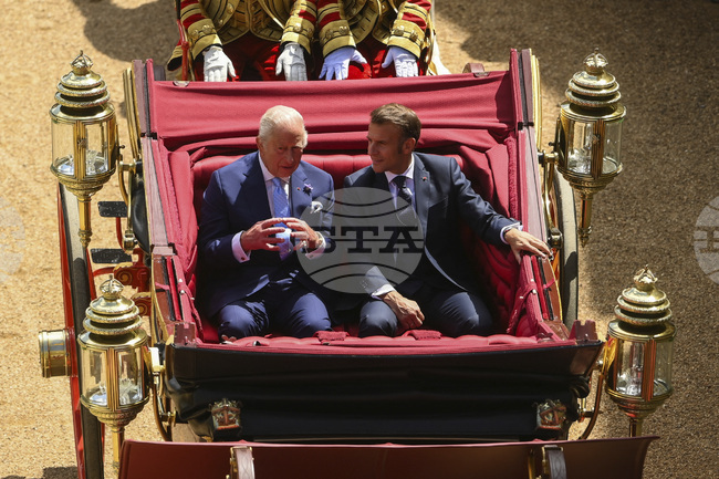 С червен килим и кралска карета започна държавното посещение на Макрон във Великобритания 