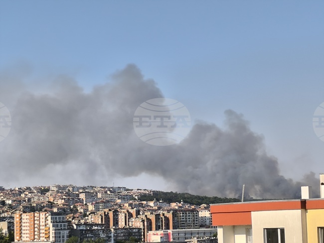 Суха трева и гора горят в местността Гарга баир край Велико Търново