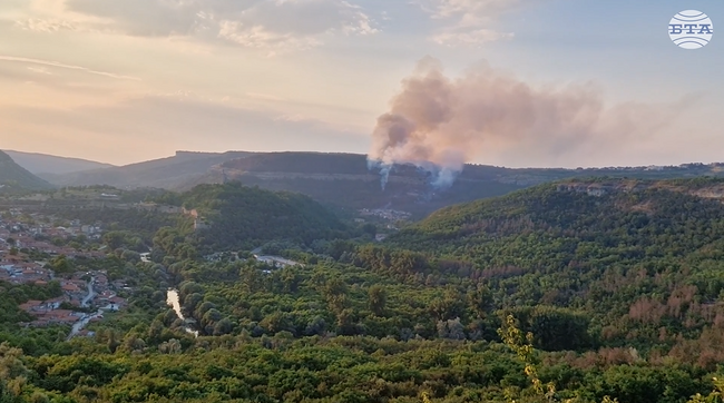 Суха трева и гора горят в местността Гарга баир край Велико Търново