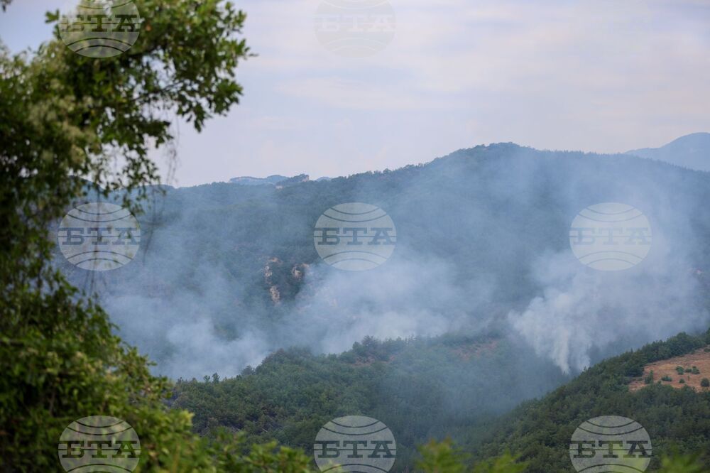 Над 50 човека и техника участват в гасенето на пожара над село Горно Спанчево, продължават действията по локализирането му