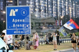 Сърбия - протестиращи - мост "Газела" - блокада