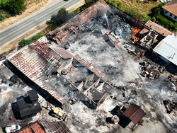 Средец - пожар - щети - поглед с дрон