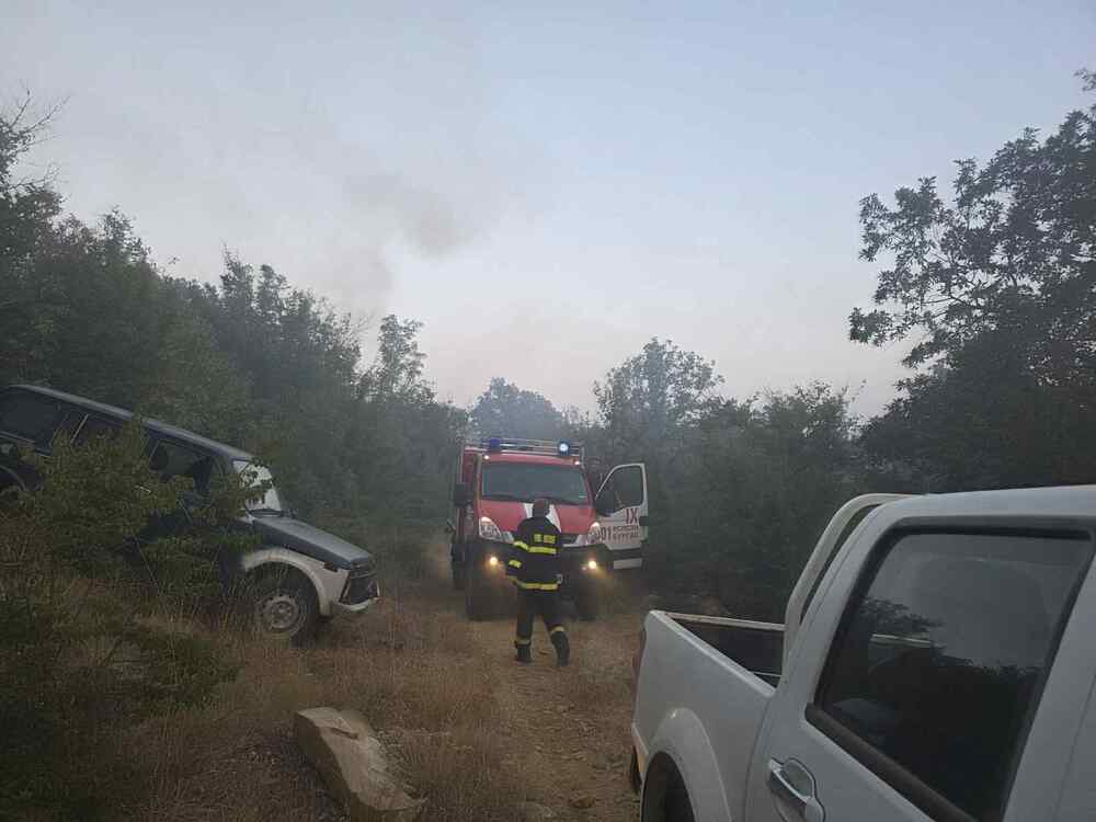 Над 60 души са на терен в борбата с огъня край село Горица, геодезически дрон на Областната администрация – Бургас подпомага гасенето