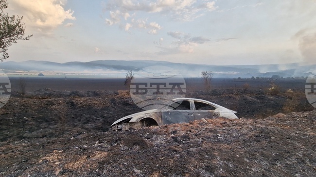 Екипи на пожарните от цялата Пернишка област, много доброволци, Аварийно-спасителният отряд и Гранична полиция се борят с пожара в Трънско
