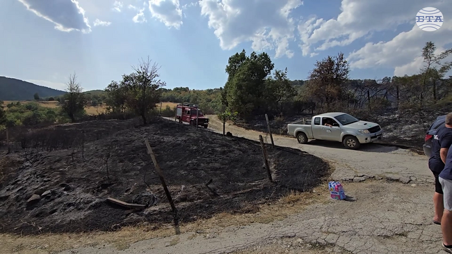 Противопожарни екипи са пренасочени към пожара край Симитли, има изгорели постройки, каза за БТА областният управител Георги Динев