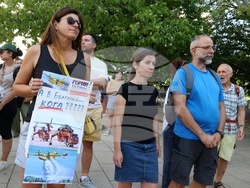 Жители на Трън и района - протест - пожар