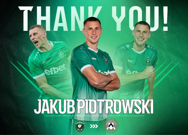 Лудогорец обяви официално продажбата на поляка Якуб Пьотровски в италианския Удинезе