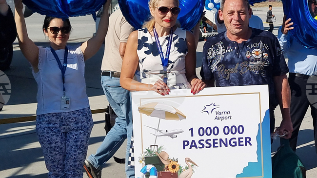 Едномилионният пътник за тази година пристигна на летището във Варна с полет от Франкфурт