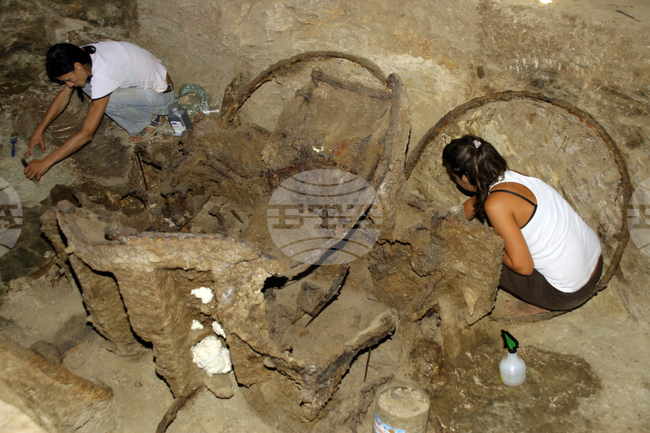 August 5, 2008: First Fully Preserved Four-Wheeled Thracian Chariot in Bulgaria Discovered in Archaeological Excavations