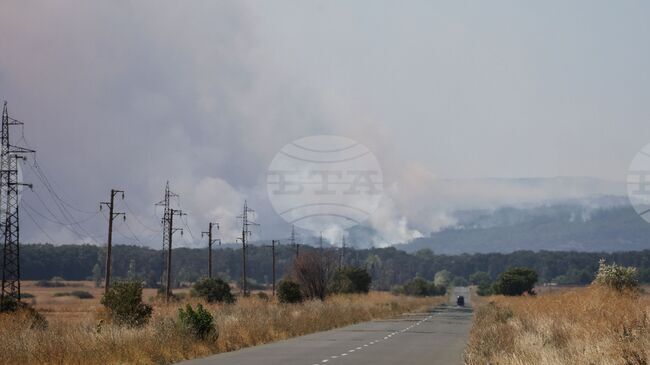 Пожарът в Сунгурларско отново се разрасна заради вятъра, огънят се насочва се към село Скала