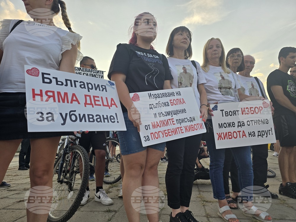 С минута мълчание граждани почетоха паметта на загиналите по пътищата на протестна демонстрация в столицата