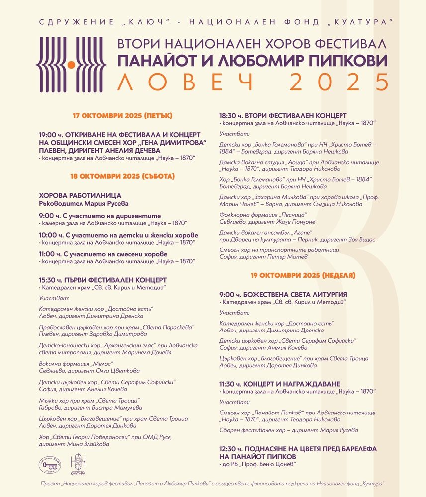 Сдружение “Ключ”: Ловеч се подготвя за Втория Национален хоров фестивал „Панайот и Любомир Пипкови“
