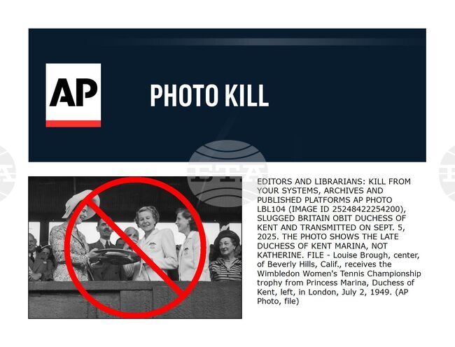 PHOTO KILL Britain Obit Duchess of Kent