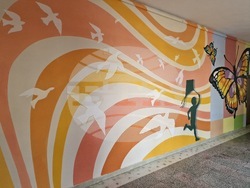 Велико Търново -  Средно училище „Емилиян Станев“ - стенопис - откриване