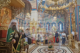 Патриарх Даниил - храм "Въздвижение на светия кръст Господен" - света литургия