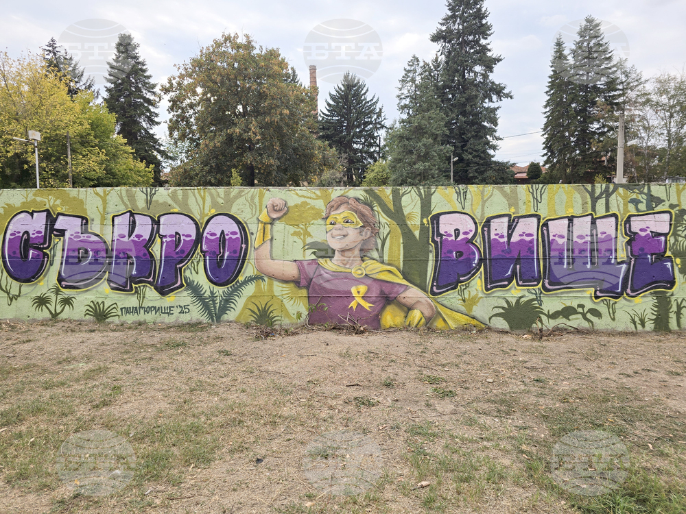 Нов графит с надпис „Съкровище“, посветен на децата с онкохематологични заболявания, беше изрисуван в градския парк на Панагюрище