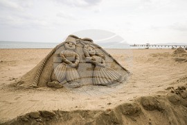 Бургас - пясъчна фигура на Пижо и Пенда