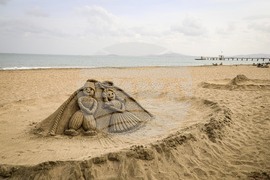 Бургас - пясъчна фигура на Пижо и Пенда