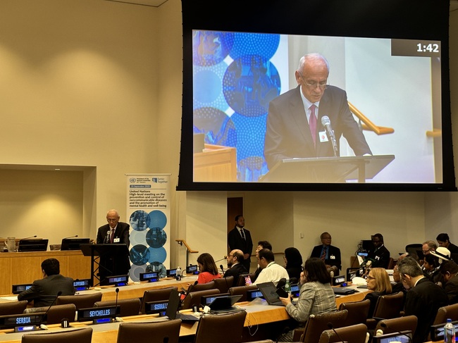 Health Minister Speaks at Meeting of UN General Assembly on Prevention of Noncommunicable Diseases