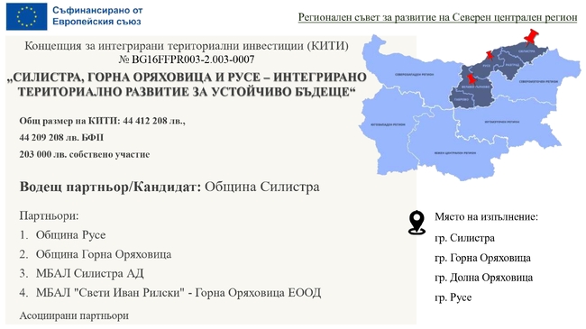 Проекти за 44,5 млн. лева са включени в Концепцията за интегрирани териториални инвестиции с водещ партньор Община Силистра