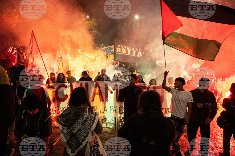 Среднощни протести в Италия срещу блокирането на кораби от флотилията за Газа, в които пътуват и италиански граждани