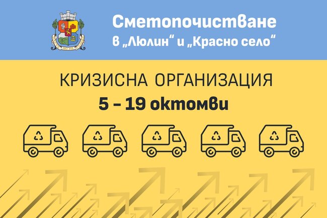 Столична община въвежда кризисна организация за сметопочистването в "Люлин" и "Красно село" от 5 октомври