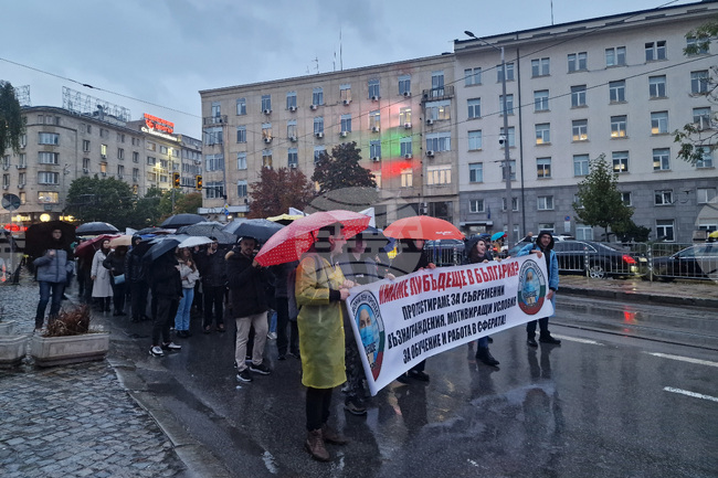 Протестиращи млади лекари блокираха движението на Орлов мост в София